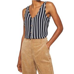 Vero Moda Women's Striped Sleeveless Blouse - Navy Blue & White - US XS